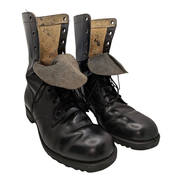 Genesco Mens 9N Black Leather Combat Vintage 1968 Military Work Boots Goth Punk main image 7